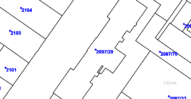 Parcela st. 2097/29 v KÚ České Budějovice 3, Katastrální mapa