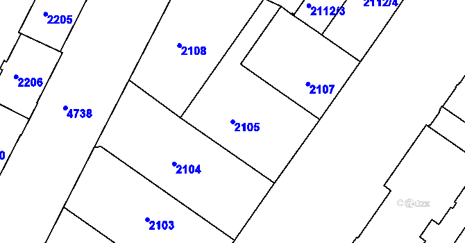 Parcela st. 2105 v KÚ České Budějovice 3, Katastrální mapa