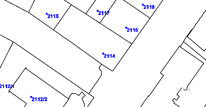 Parcela st. 2114 v KÚ České Budějovice 3, Katastrální mapa