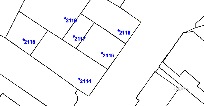 Parcela st. 2116 v KÚ České Budějovice 3, Katastrální mapa