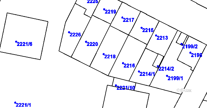 Parcela st. 2218 v KÚ České Budějovice 3, Katastrální mapa