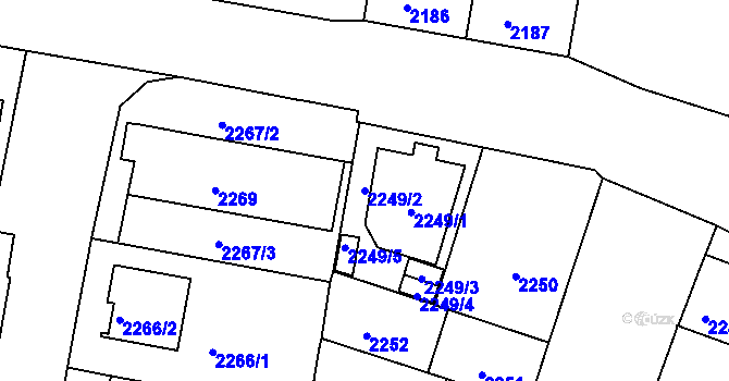 Parcela st. 2249/2 v KÚ České Budějovice 3, Katastrální mapa