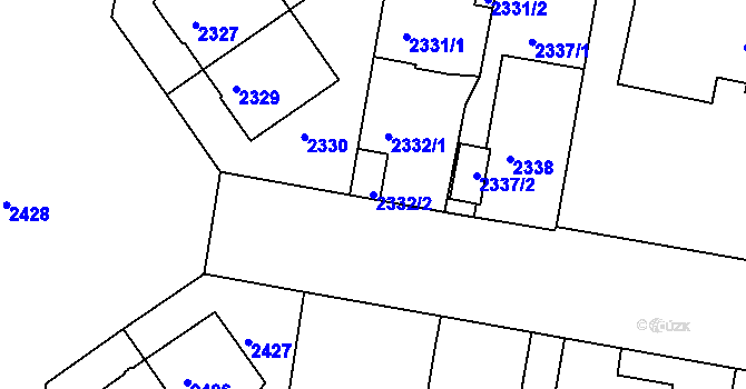 Parcela st. 2332/2 v KÚ České Budějovice 3, Katastrální mapa