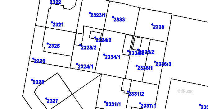 Parcela st. 2334/1 v KÚ České Budějovice 3, Katastrální mapa