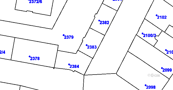 Parcela st. 2383 v KÚ České Budějovice 3, Katastrální mapa