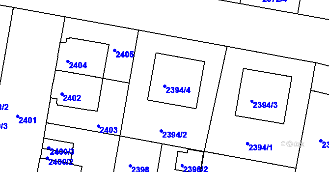 Parcela st. 2394/4 v KÚ České Budějovice 3, Katastrální mapa