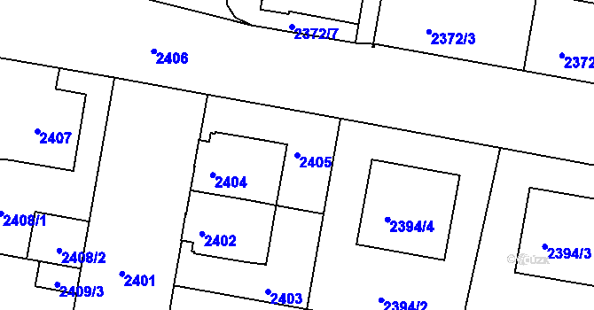 Parcela st. 2405 v KÚ České Budějovice 3, Katastrální mapa