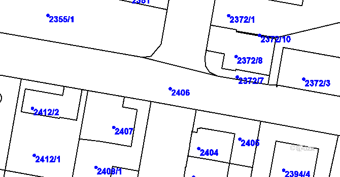 Parcela st. 2406 v KÚ České Budějovice 3, Katastrální mapa