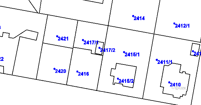 Parcela st. 2417/2 v KÚ České Budějovice 3, Katastrální mapa