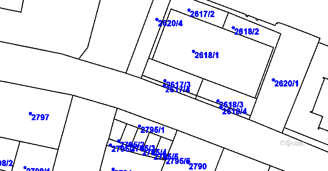 Parcela st. 2617/4 v KÚ České Budějovice 3, Katastrální mapa