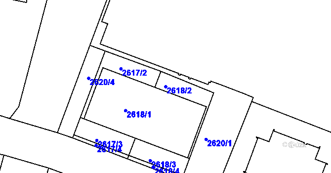 Parcela st. 2618/2 v KÚ České Budějovice 3, Katastrální mapa