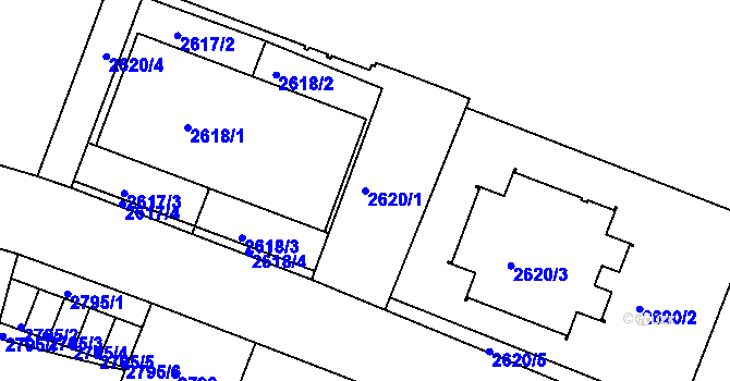 Parcela st. 2620/1 v KÚ České Budějovice 3, Katastrální mapa
