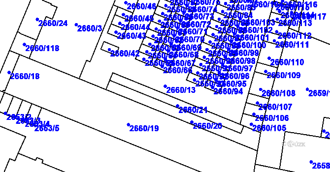 Parcela st. 2660/13 v KÚ České Budějovice 3, Katastrální mapa