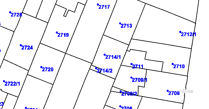 Parcela st. 2714/1 v KÚ České Budějovice 3, Katastrální mapa