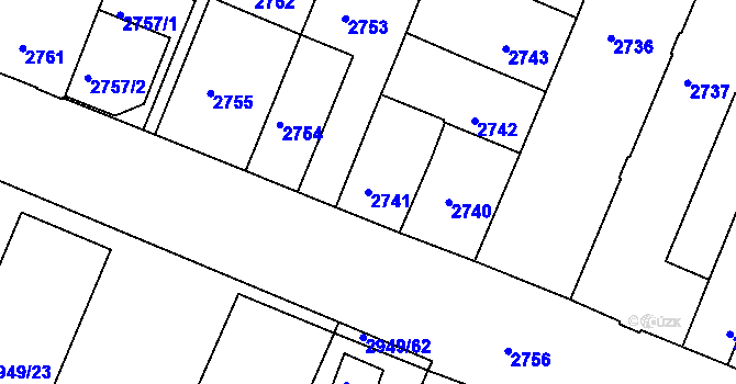 Parcela st. 2741 v KÚ České Budějovice 3, Katastrální mapa