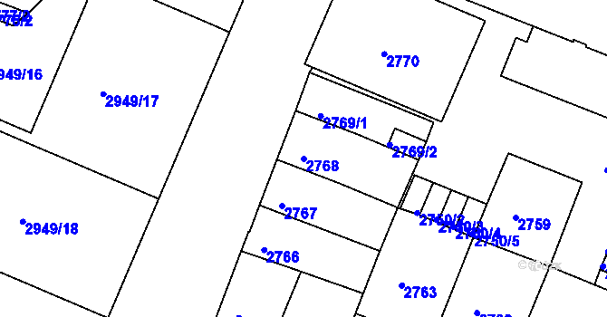 Parcela st. 2768 v KÚ České Budějovice 3, Katastrální mapa