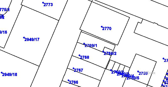 Parcela st. 2769/1 v KÚ České Budějovice 3, Katastrální mapa