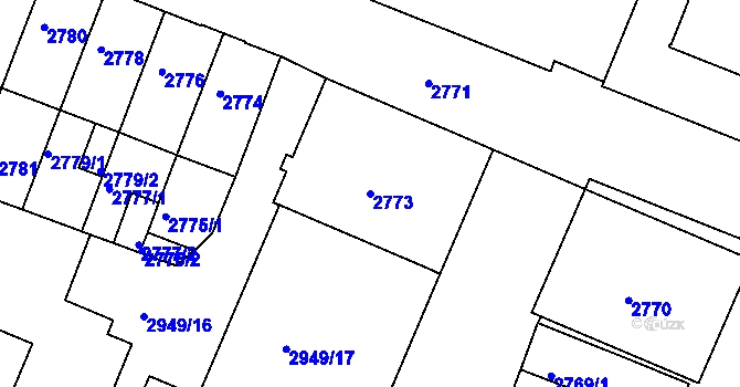 Parcela st. 2773 v KÚ České Budějovice 3, Katastrální mapa