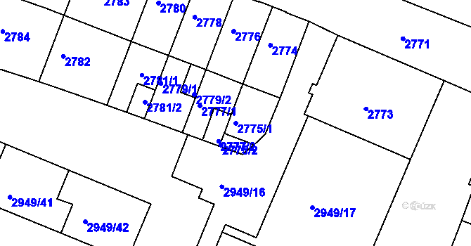 Parcela st. 2775/1 v KÚ České Budějovice 3, Katastrální mapa