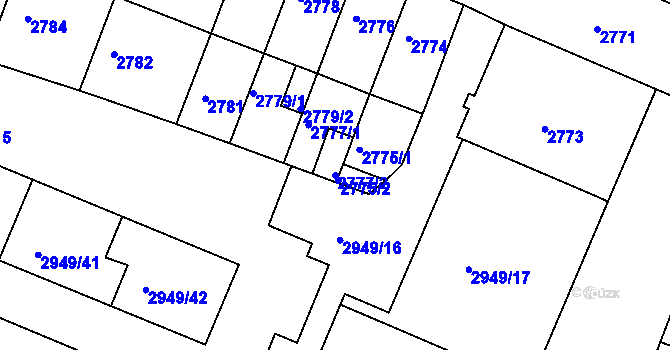 Parcela st. 2777/2 v KÚ České Budějovice 3, Katastrální mapa