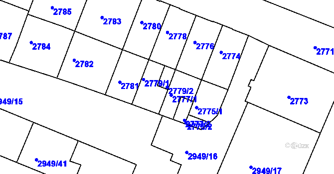 Parcela st. 2779/2 v KÚ České Budějovice 3, Katastrální mapa