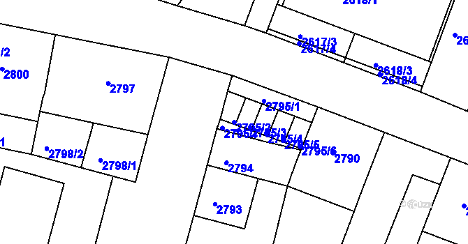 Parcela st. 2795/2 v KÚ České Budějovice 3, Katastrální mapa