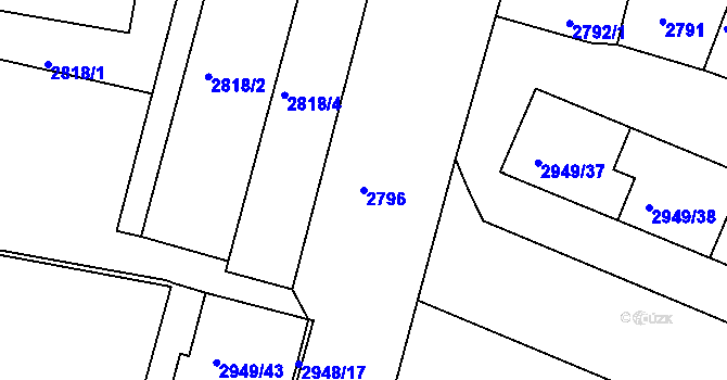 Parcela st. 2796 v KÚ České Budějovice 3, Katastrální mapa