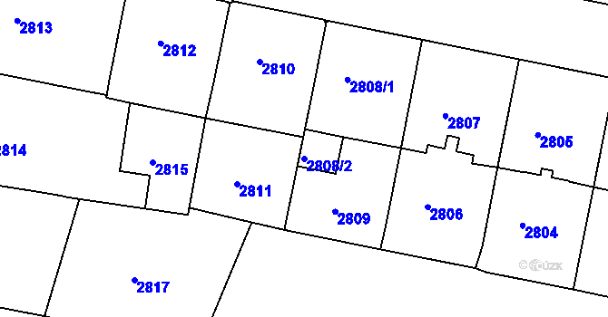 Parcela st. 2808/2 v KÚ České Budějovice 3, Katastrální mapa
