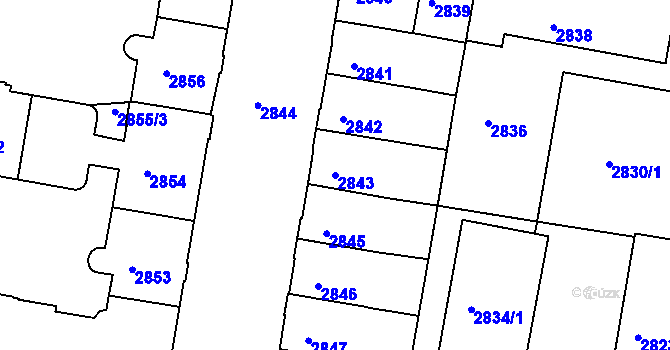 Parcela st. 2843 v KÚ České Budějovice 3, Katastrální mapa