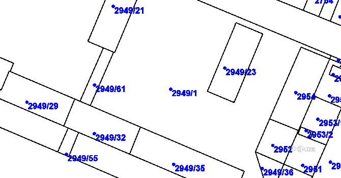 Parcela st. 2949/1 v KÚ České Budějovice 3, Katastrální mapa