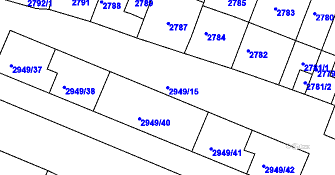 Parcela st. 2949/15 v KÚ České Budějovice 3, Katastrální mapa
