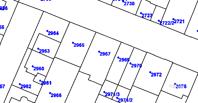 Parcela st. 2967 v KÚ České Budějovice 3, Katastrální mapa