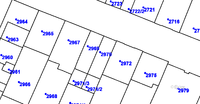 Parcela st. 2970 v KÚ České Budějovice 3, Katastrální mapa