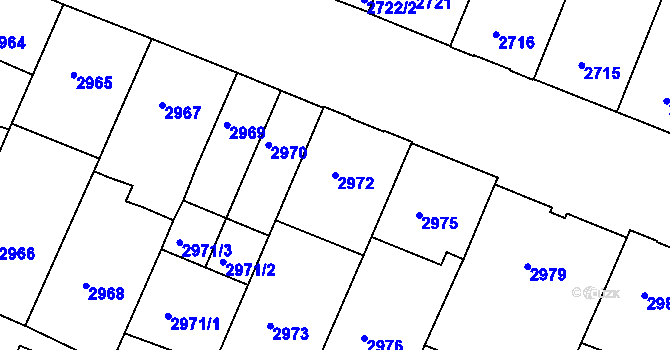 Parcela st. 2972 v KÚ České Budějovice 3, Katastrální mapa