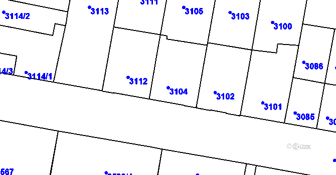 Parcela st. 3104 v KÚ České Budějovice 3, Katastrální mapa