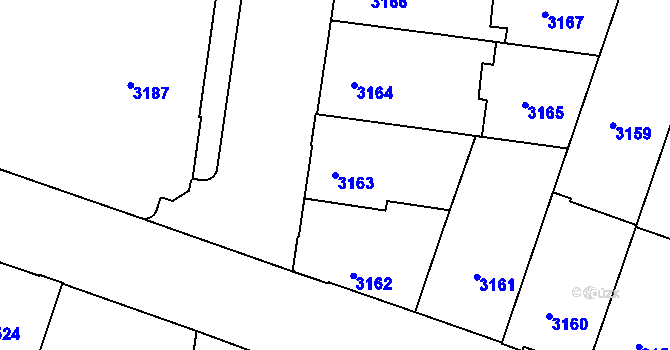 Parcela st. 3163 v KÚ České Budějovice 3, Katastrální mapa