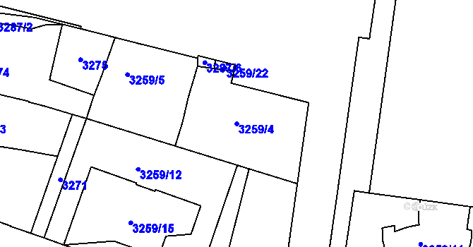 Parcela st. 3259/4 v KÚ České Budějovice 3, Katastrální mapa