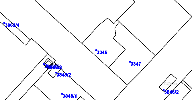 Parcela st. 3346 v KÚ České Budějovice 3, Katastrální mapa