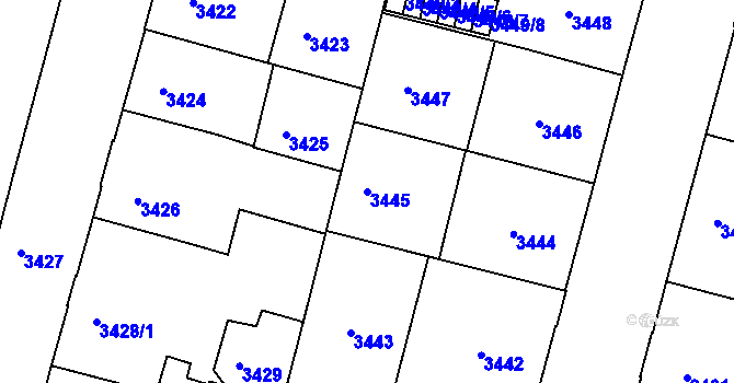 Parcela st. 3445 v KÚ České Budějovice 3, Katastrální mapa