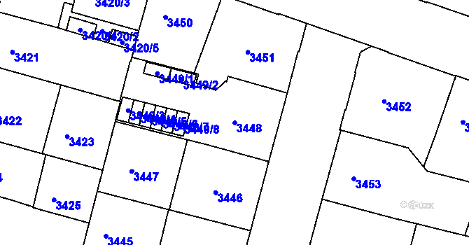 Parcela st. 3448 v KÚ České Budějovice 3, Katastrální mapa