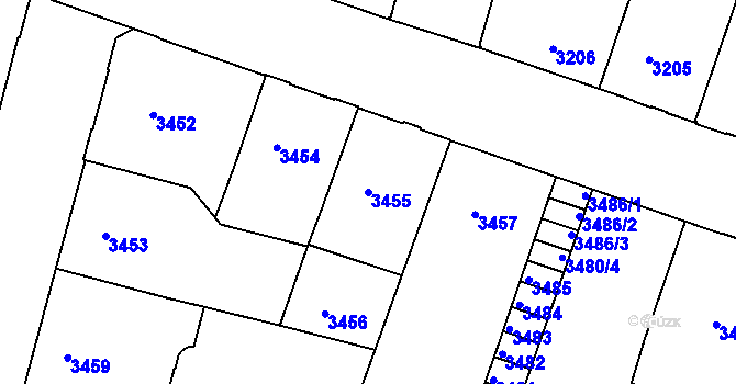 Parcela st. 3455 v KÚ České Budějovice 3, Katastrální mapa