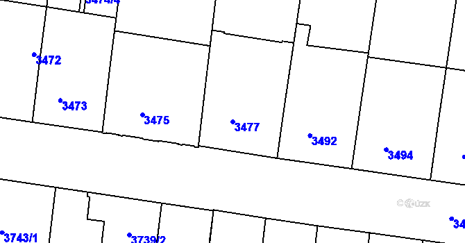 Parcela st. 3477 v KÚ České Budějovice 3, Katastrální mapa