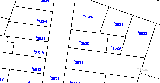 Parcela st. 3530 v KÚ České Budějovice 3, Katastrální mapa