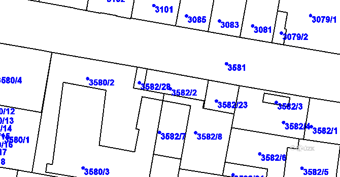 Parcela st. 3582/2 v KÚ České Budějovice 3, Katastrální mapa