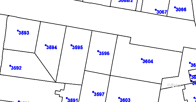 Parcela st. 3596 v KÚ České Budějovice 3, Katastrální mapa