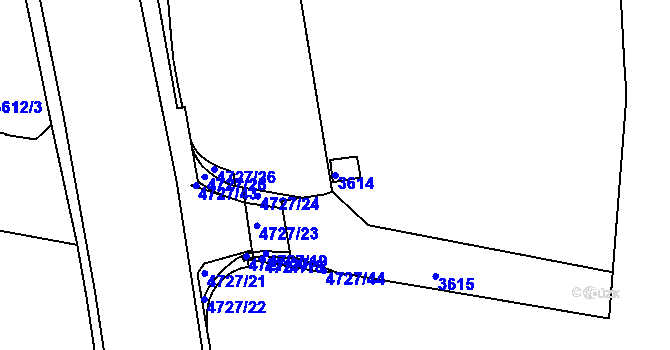 Parcela st. 3614 v KÚ České Budějovice 3, Katastrální mapa