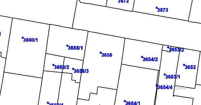 Parcela st. 3656 v KÚ České Budějovice 3, Katastrální mapa