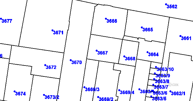 Parcela st. 3667 v KÚ České Budějovice 3, Katastrální mapa
