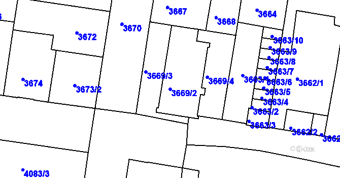 Parcela st. 3669/2 v KÚ České Budějovice 3, Katastrální mapa