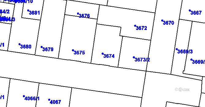Parcela st. 3674 v KÚ České Budějovice 3, Katastrální mapa